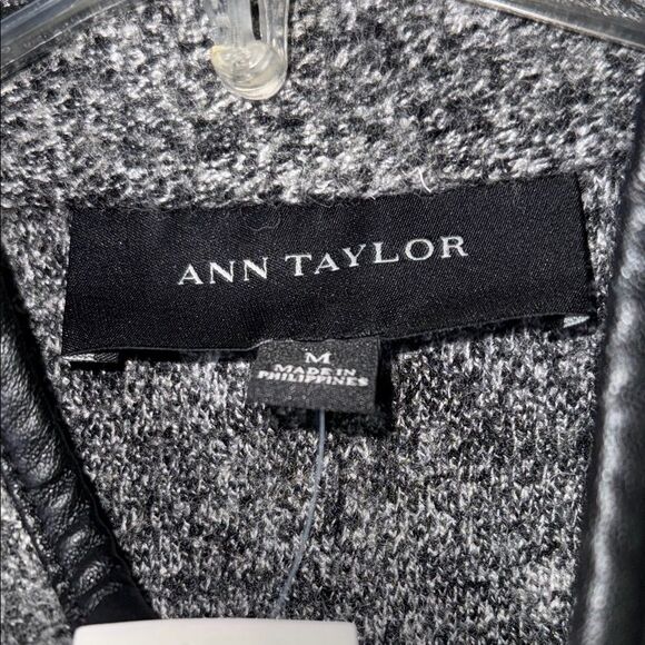 Ann Taylor Wool Blend Gray Short Sleeve Pea Coat Jacket Oversized Size M - Picture 2 of 13